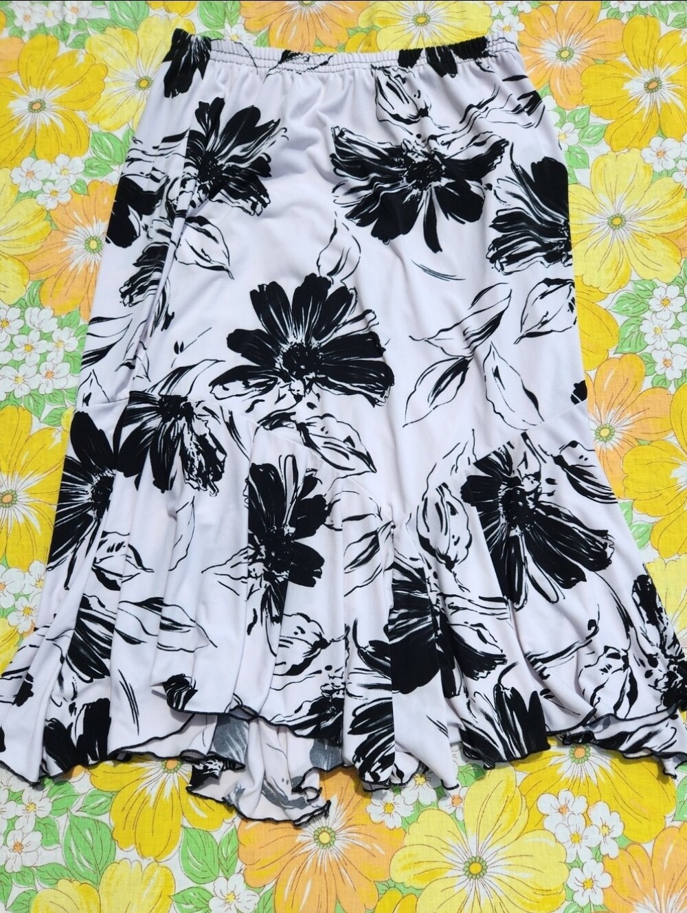 Vintage Y2K Midi Floral Flutter Skirt Size XL